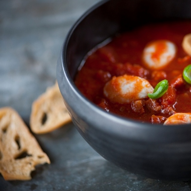 Tomato soup with chorizo and garlic