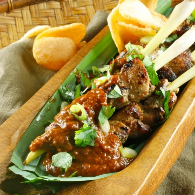 Vietnamese satay in a spicy satay sauce