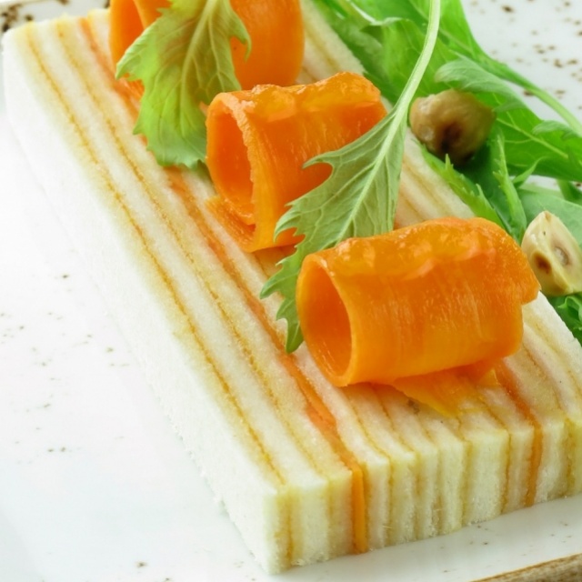 Carrot-ginger terrine with mizuna