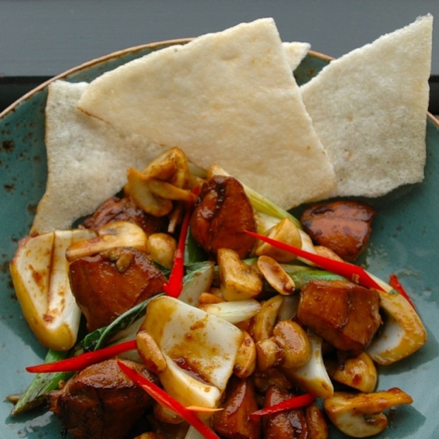 Stir-fry dish of pork with Indonesian soy sauce