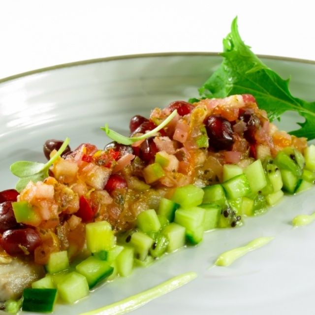 Mackerel ceviche with pomegranate