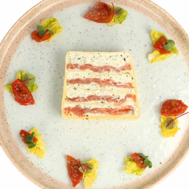 Pasta terrine with smoked salmon