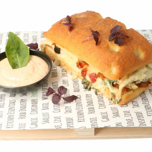 Mediterranean focaccia grilled sandwich 