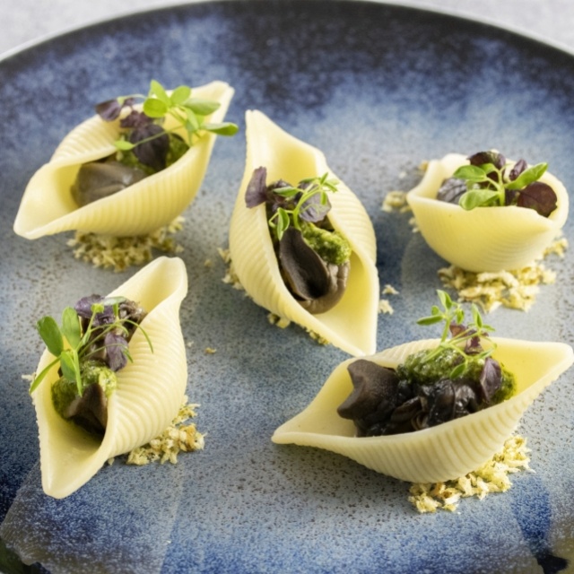 Classic escargots in a pasta shells 