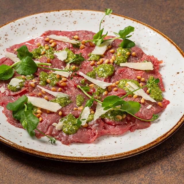  Runder-Carpaccio met Bresc Pesto di Basilico