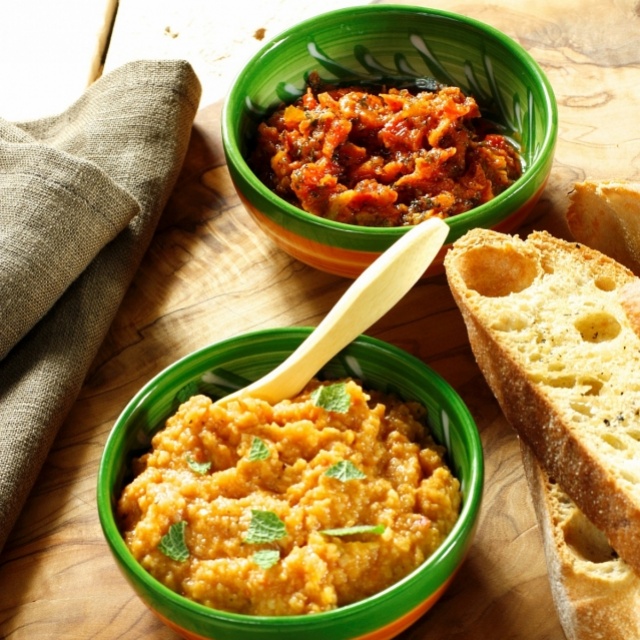 Püree aus Flageolet-Bohnen, Tomate und Pfefferminze